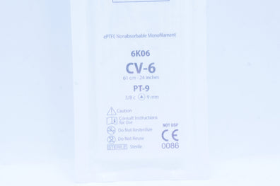 Gore-Tex 6K06 CV-6 ePTFE Nonabsorbable Monofilament PT-9 3/8c 9 mm, 24 inch